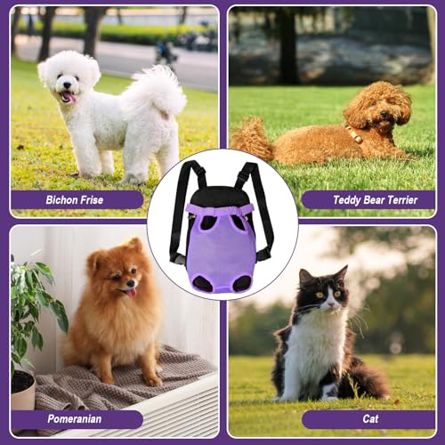 Dog Carrier Backpack Pet Legs Out Front Cat Travel Bag (X-Large / Purple)