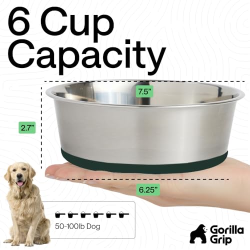 Dog Bowls Food Grade Stainless Steel (Hunter Green / 6 Cup (Set of 2))
