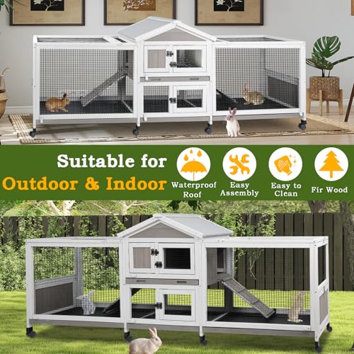 93"L Double Rabbit Hutch with Dual Runs (93.0"L x 22.1"W x 35.0"H)