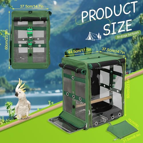 Bird Carrier Travel Cage (17.5"L x 14.8"W x 23.6"H / Green)