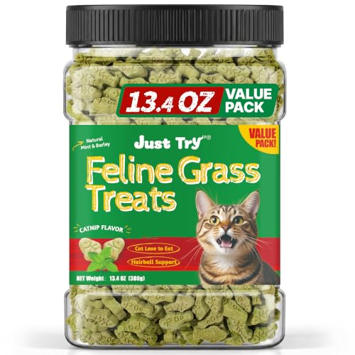 Cat Grass Treats for Indoor Cats Hairball Control 13.4 OZ (13.4 Ounce (Pack of 1))