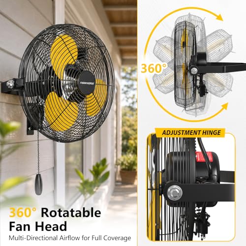 12 Inch High Velocity Wall Mount Fan (Yellow / 12 inch)