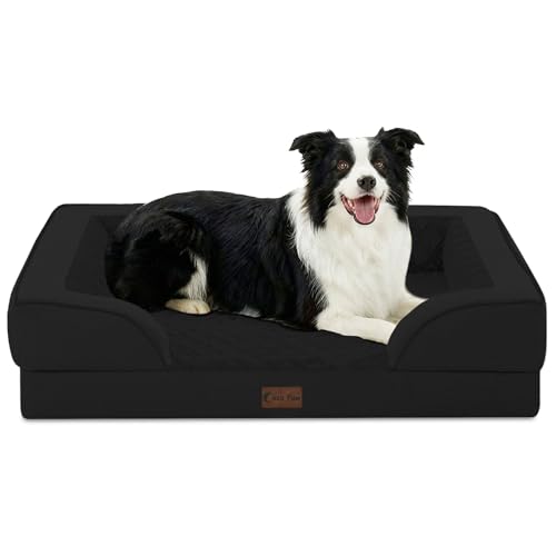 Waterproof Orthopedic Dog Bed for Medium Dogs (Black / 35.0"L x 22.0"W x 7.0"Th)