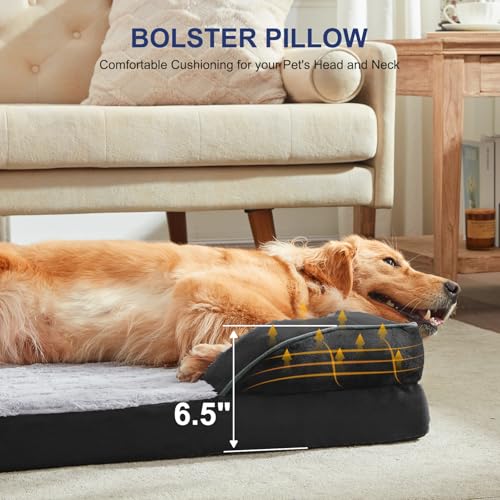 Orthopedic Supportive Extra Large Dog Bed (48.0''l x 35.0''w x 6.5''th / Black)