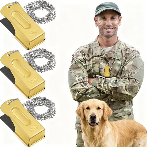3 Pieces Brass Dog Training Clicker with Chain for Dogs Cats (Gold)