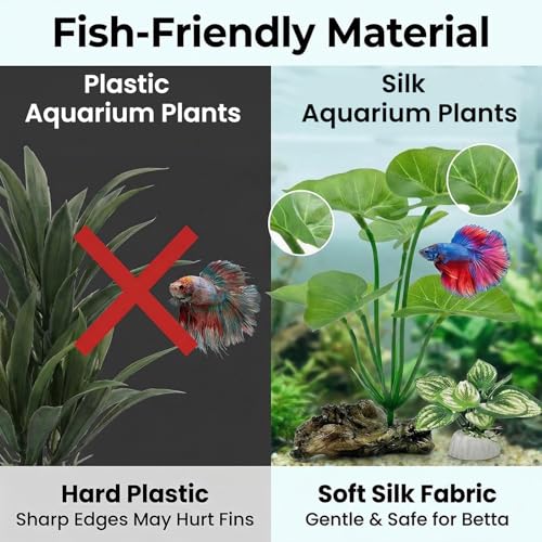 10 PCS Aquarium Decorations Silk Aquarium Plants Betta Fish Tank Decor (D（green 10 Pack）)