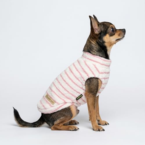 2 Pack Striped Fleece Dog Sweater (Large / White-Pink)