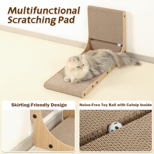 2-Pack L-Shaped Cat Scratching Board, Cardboard, 25.6" Tall (L) (Large 2PC (25.6'' tall))