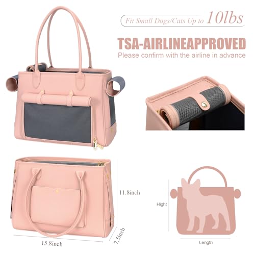 Fashion Pet Carrier Purse for Small Cat and Dog (Pink / 15.8"L x 7.5"W x 11.8"H)