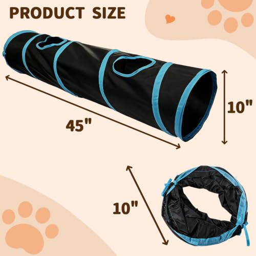 Cat Tunnel for Indoor Cats Kittens Rabbits (Black / Single Tunnel)