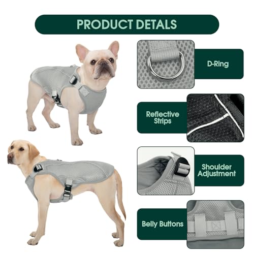 Dog Cooling Vest for Large Dogs with with Sun Protection (Xxl (Chest Girth:31.1'') / Mist Gray)