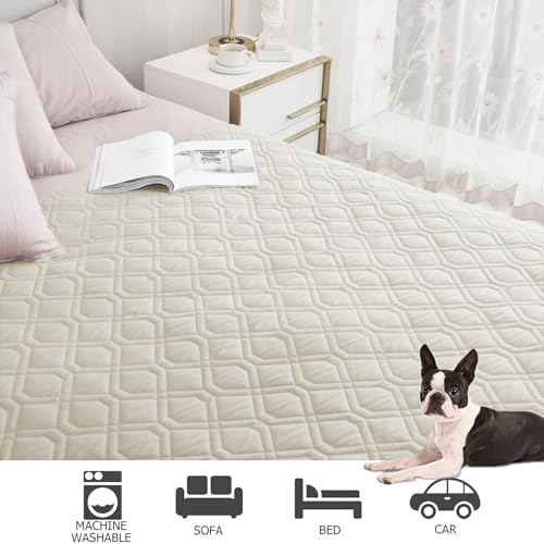 Waterproof Dog Bed Cover Pet Blanket for Furniture Bed Couch Sofa Reversible (68x82 Inch (Pack of 1) / Cream+babypink)