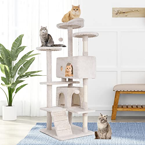 54" Cat Tree Tower (54in / Beige)