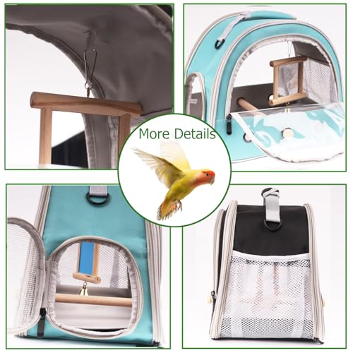 Portable Parrot Travel Cage Carrier with Small Swing Toy&Cage Colorful Toys Set Small Bird Parakeet Bag with Standing Perch Bird Carry Transport Bag (Green / 1.0"L x 1.0"W x 1.0"H)