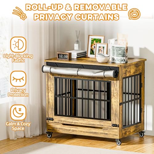 32" Dog Crate Furniture (Rustic Brown / 32.5"L x 22.0"W x 29.5"H)