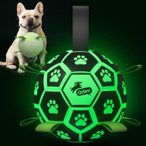 Glow in The Dark Dog Toys Soccer Ball with Straps (Glow in the Dark / 6 Inch)