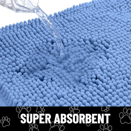 Dog Door Mat for Muddy Paws (36"X24" / Cornflower Blue and White)