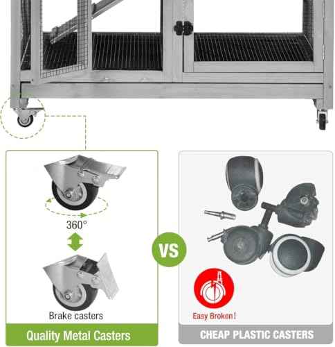 Rabbit Hutch Mobile Bunny Cage Indoor with Run Rabbit House for Small (40.6"L x 26.0"W x 37.6"H)