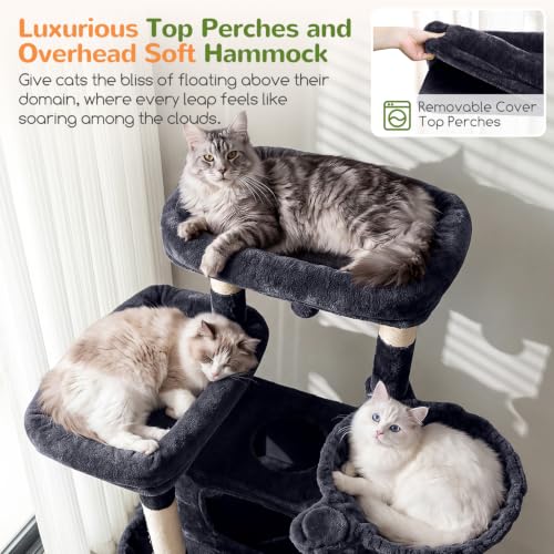 Giant Tall Heavy Duty Cat Tower for Indoor Large Cats (Dark Grey / 75 inch)