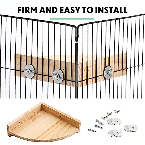 6 Pcs Bird Perch Platform Bird Corner Parrot Perch Corner Wooden Stand Sector Playground Cage Accessories Shelf for Parakeet Conure Cockatiel Budgie Gerbil Rat (7.1 x 7.1 inches / Platform)