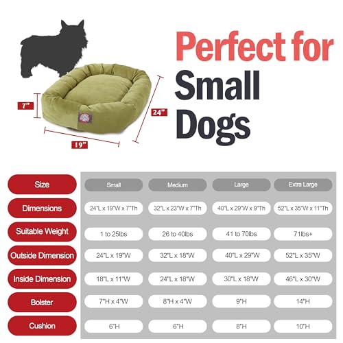 Villa 24 Inch Shredded Memory Foam Dog Bed for Small Sized Dog 24x19x7 Inch (Apple)
