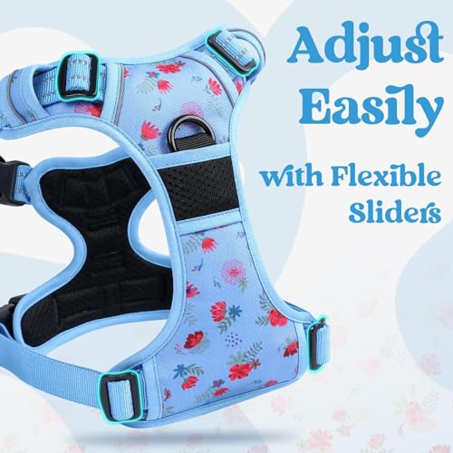 Dog Harness Small Sized (Floral Blue / Small)