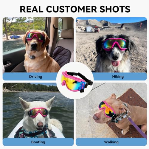 Dog Goggles Dog Sunglasses for Medium to Large Breed Anti (Large / Pink)