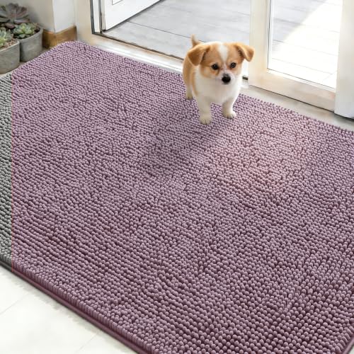 Dog Door Mat for Muddy Paws 50x30 (Deep Plum / 50" X 30")