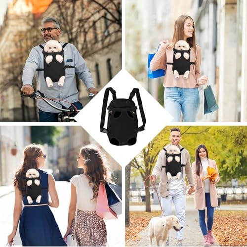 Dog Carrier Backpack Pet Legs Out Front Cat Travel Bag (Large / Black)