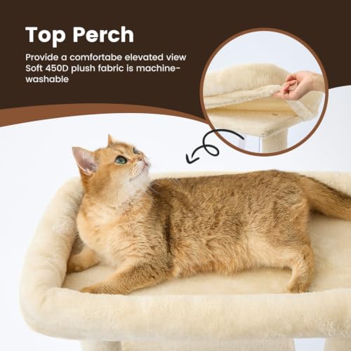 65in Large Cat Tree Heavy Duty Tower Condo & Sisal Posts for Cats (Corduroy Grey / 65 in)