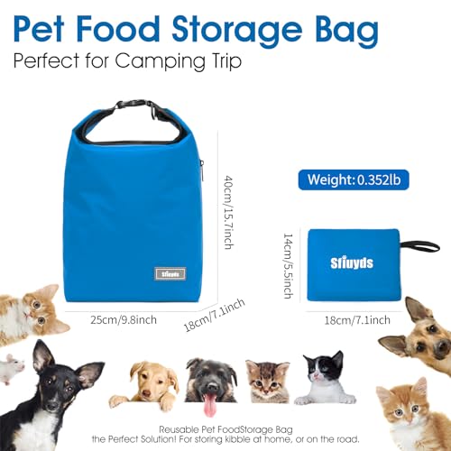 Pet Food Storage Bag Dog Storage Organizer Bag 2PCS Collapsible Dog Travel Bowls and Zipper Side Pocket for Home (Blue / 20L)