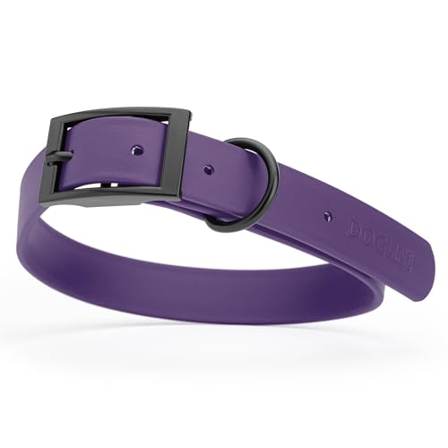 Biothane Waterproof Dog Collar Strong Coated Nylon Webbing with Black Hardware Odor (W1" x L22"-25" / Violet Purple)