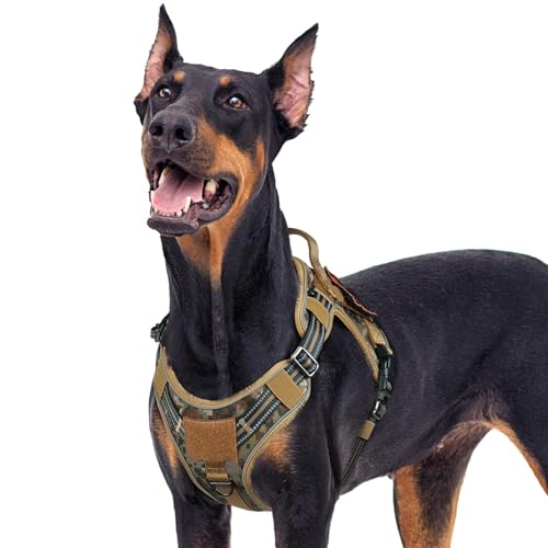 Tactical Dog Harness for Large Dogs (Xl(chest:23.6"-41.8",neck:21.7"-32.3",back:9.1") / Desert Camo)