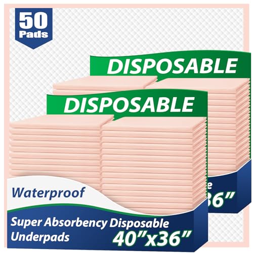 Extra Large Bed Pads 40" x 36" Disposable Adult 50 Count (40"x36"(50 Count))