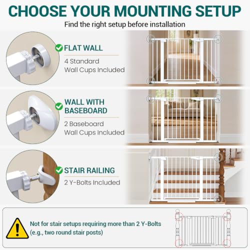 30 46" Baby Gate for Stairs (White / 30"-46" W x 30.5" H)