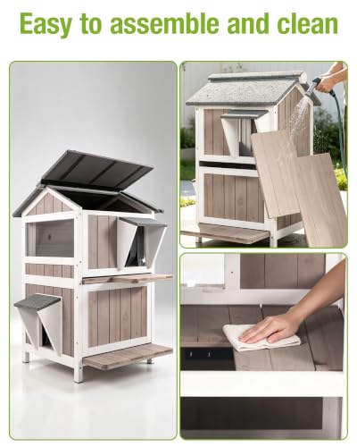 Outdoor Heated Cat House (Brown / Gable Roof - 26.8"W)