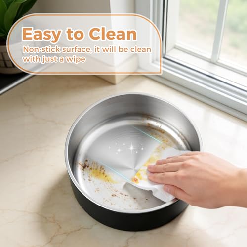 Dog Bowl Stainless Steel Food and Water Bowl (64 oz / Black)