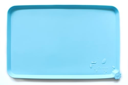 Large Silicone Non Slip Pet Dog Cat Bowl Mats (24" x 16" / Arctic)