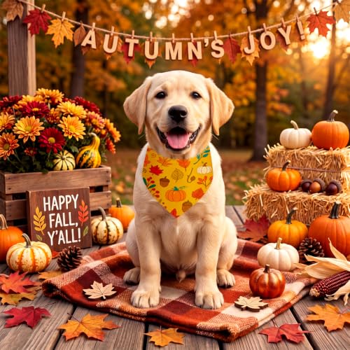 100 Pcs Fall Dog Bandanas Bulk for Thanksgiving Autumn Medium (Fall Plant / 25.6 x 17.7 x 17.7 Inch)