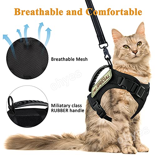 Tactical Cat Harness and Leash for Walking (Large / Black)