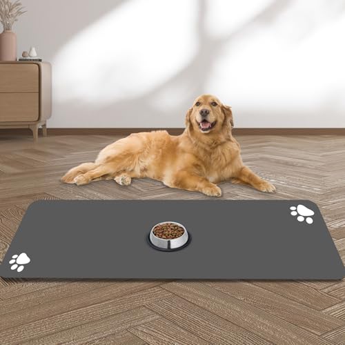 Large Pet Feeding Mat (dog paws print / 39.4"L x 31.5"W)