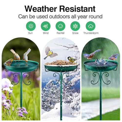 35In Metal Bird Bath for Outside (Green)