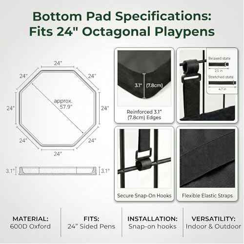 Puppy Playpen with Bottom Pad and Door (Black / Small Pen: 30-Inch High)