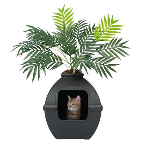 Courtyard Hidden Litter Box Planter (Black Suede)