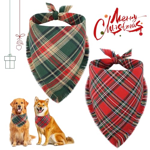 Dog Christmas Bandana with Tassels Edges (X-Large / Christmas)