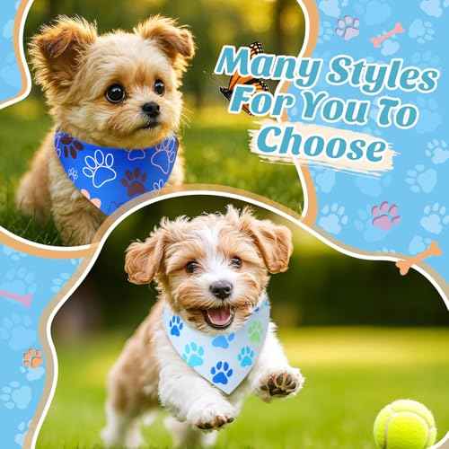 50 Pcs Paw Print Dog Bandanas Bulk for Party (Paw Pattern / 19.7 x 13.8 x 13.8 Inch)