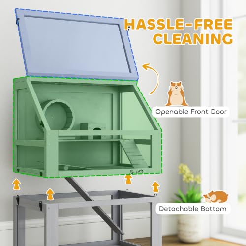 Wooden Hamster Cage 3 Tier for Dwarf Gerbil 24"x16"x29.5" Light Grey (Light Grey / 15.7"L x 23.6"W x 29.5"H)