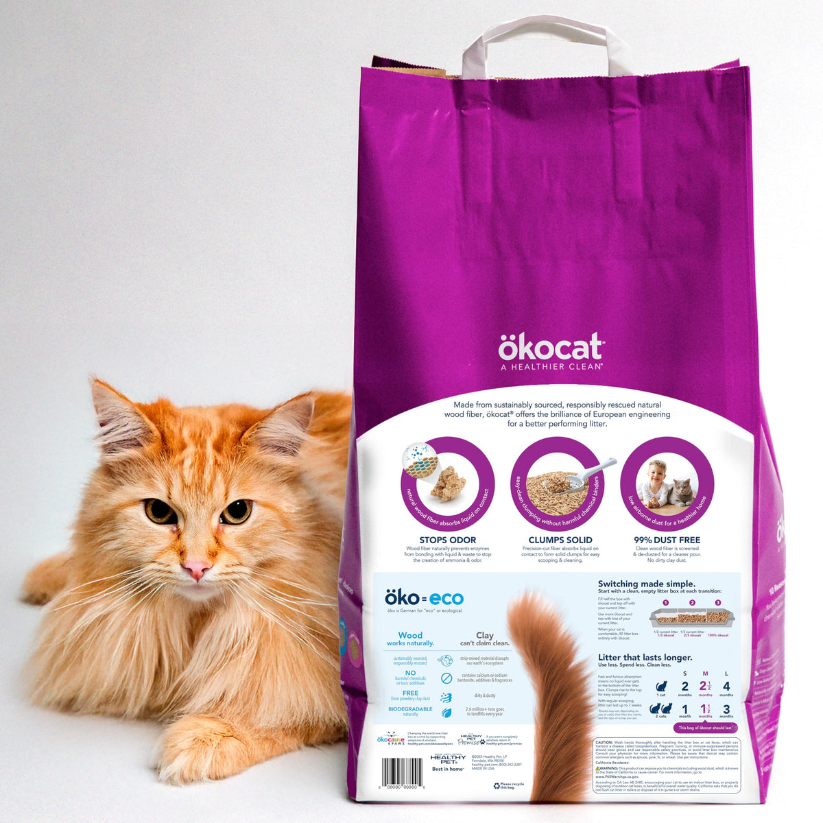 Low Tracking Natural Wood Clumping Cat Litter (21.5 lbs / Less Mess)