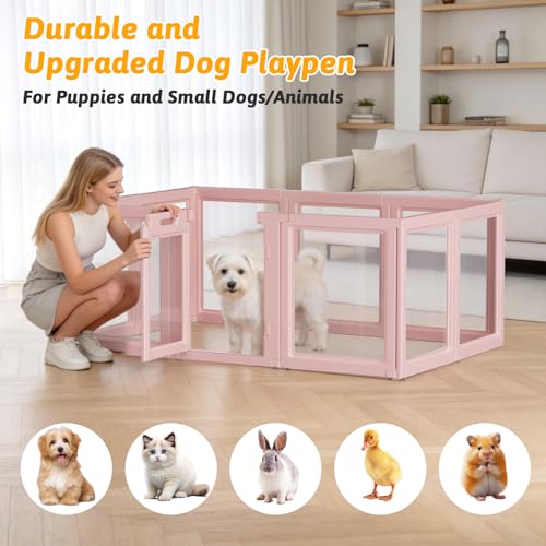 Acrylic Dog Playpen Indoor (Skin Pink / 23.6"H)