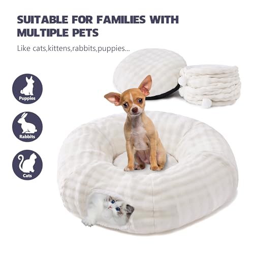 Bubble Round Cat Tunnel for Indoor Cats (Cream White / Round)